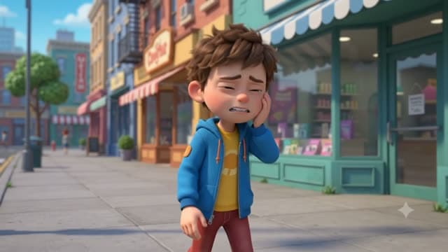 Someone with toothache searches for a dentist nearby and walks to the clinic.