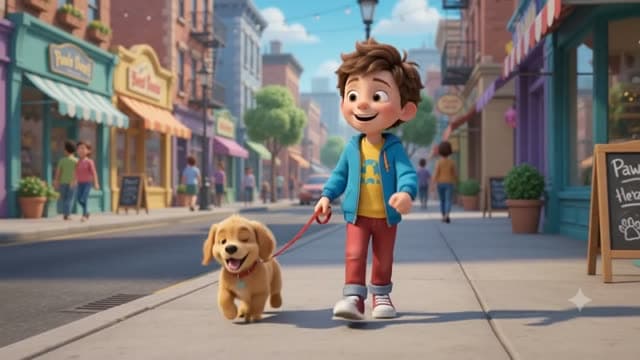 Someone walking a puppy searches for a pet shop nearby and follows the route to it.